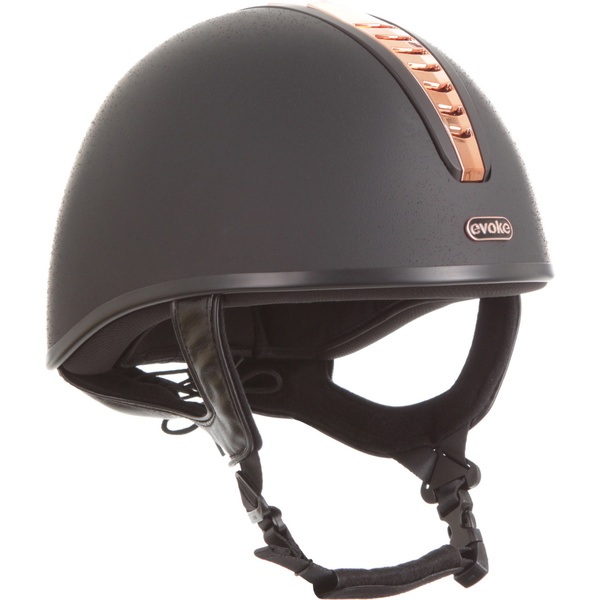 Evoke Unisex Orion Jockey Skull Riding Hat & Liner 200432004 - Black / Rose Gold / Black